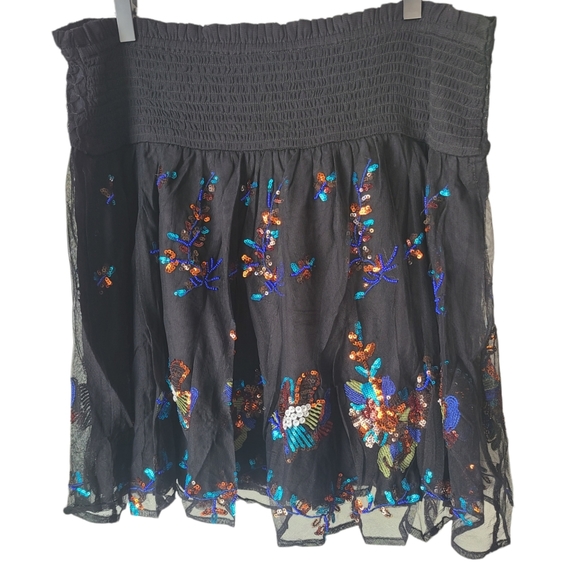 Anthropologie Sequined Tulle Skirt Black Size XL NWT - Picture 5 of 8